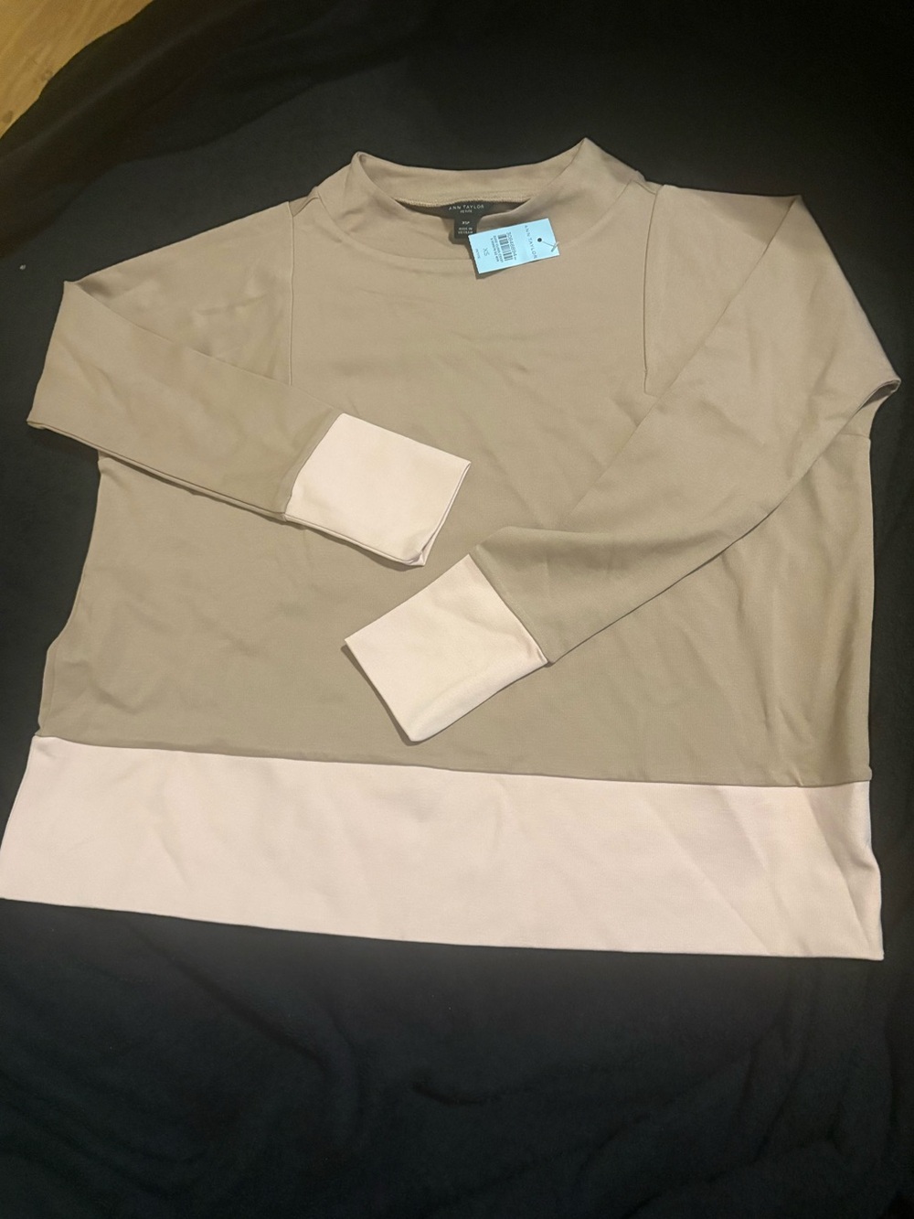 Ann Taylor Colorblock Pullover Sweatshirt in Taupe and Blush